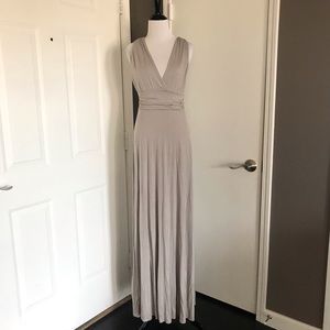 Gray Backless Empire Waist Maxi Dress Medium